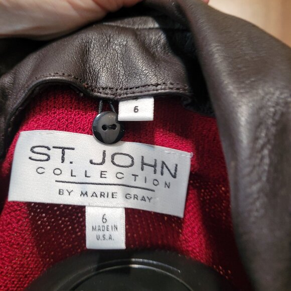 St. John By Marie Gray Collection Santana Knit Deep Red Size 6 - Picture 3 of 6